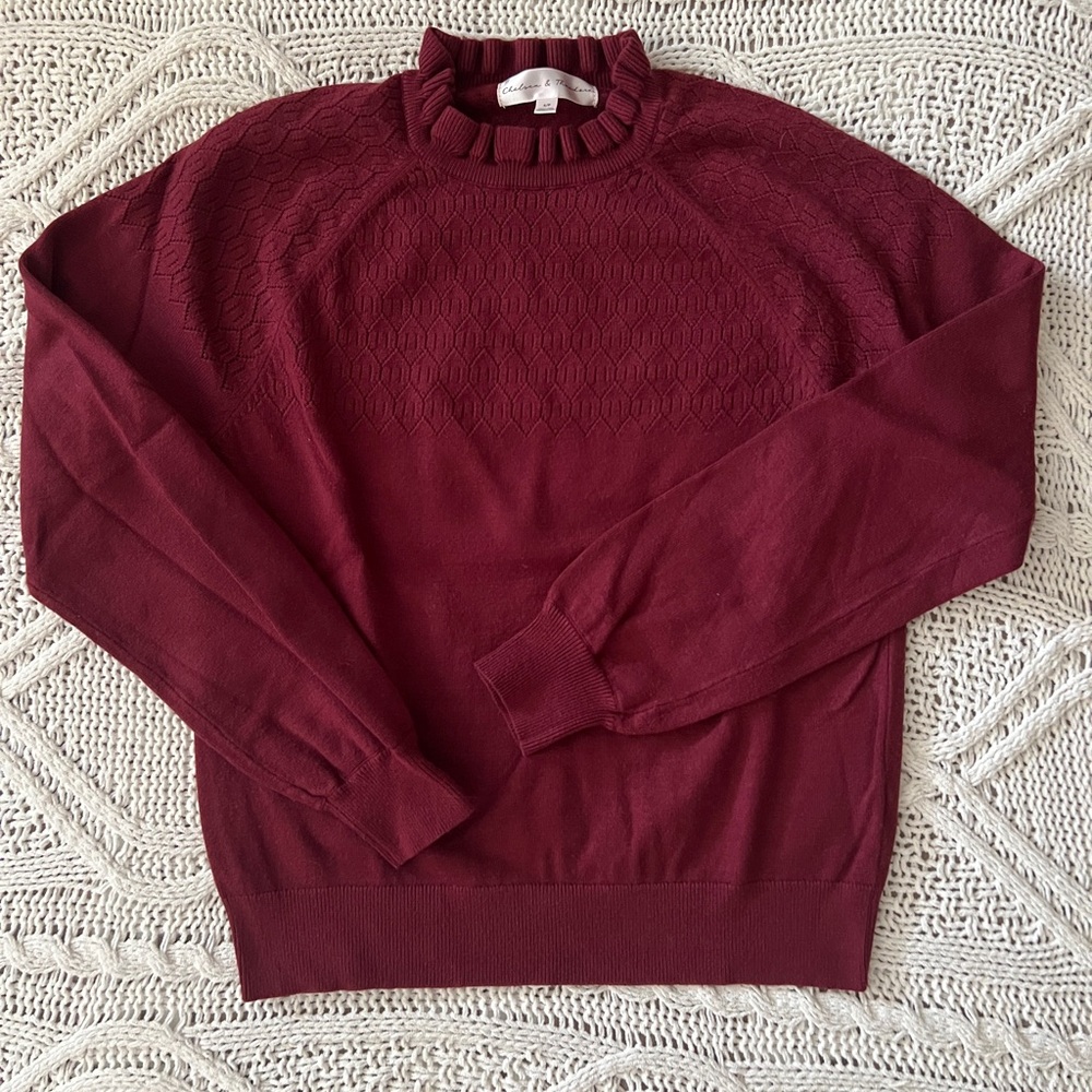 Chelsea & Theodore Burgundy Turtleneck Sweater